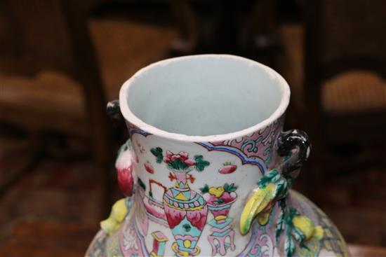 Two 19th century Chinese famille rose vases